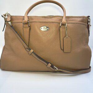 Coach Morgan Satchel Shoulder Bag Brown Heavy Pebble Leather Big & Roomy!